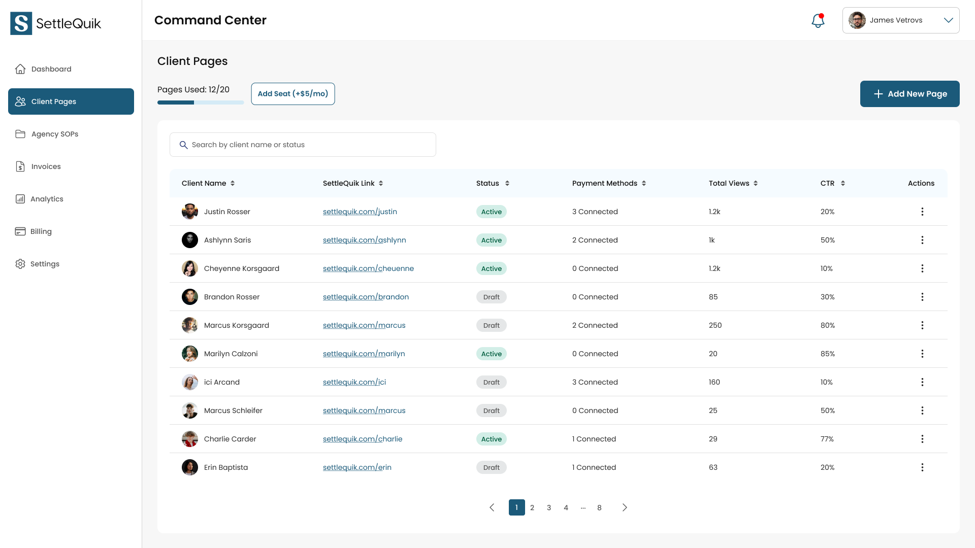 SettleQuik Agency Dashboard